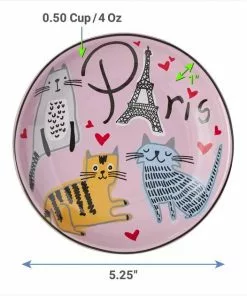 Frisco Paris Non-skid Ceramic Cat Dish, 0.62 Cup -The Frisco Store 256115 PT2. SY630 V1618494725
