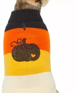 Frisco Colorblock Sequin Pumpkin Dog & Cat Sweater