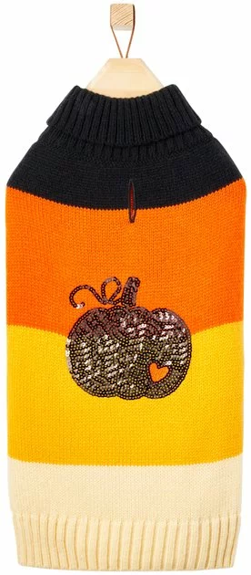 Frisco Colorblock Sequin Pumpkin Dog & Cat Sweater 5 Frisco Colorblock Sequin Pumpkin Dog & Cat Sweater - Image 3