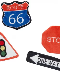 Frisco Road Trip Traffic Signs Plush Cat Toy with Catnip, 4 count