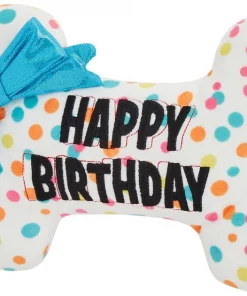 Frisco Birthday Reversible Plush Bone Squeaky Dog Toy