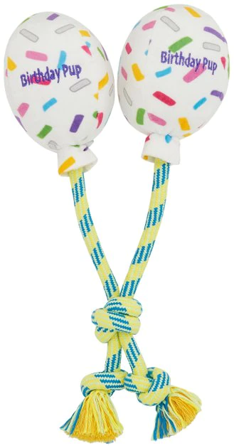 Frisco Birthday Balloon Bouquet Plush with Rope Squeaky Dog Toy 3 Frisco Birthday Balloon Bouquet Plush with Rope Squeaky Dog Toy