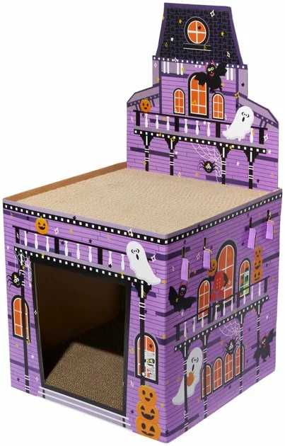 Frisco Halloween Mansion Cardboard Cat House, 2-Story 3 Frisco Halloween Mansion Cardboard Cat House, 2-Story