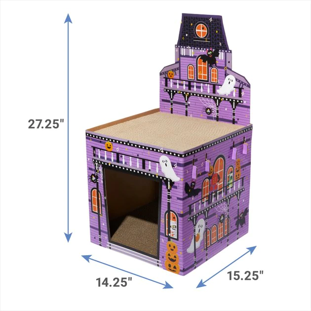 Frisco Halloween Mansion Cardboard Cat House, 2-Story 4 Frisco Halloween Mansion Cardboard Cat House, 2-Story - Image 2