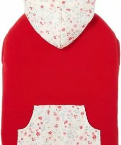 Frisco Floral Accent Dog & Cat Hoodie, Red