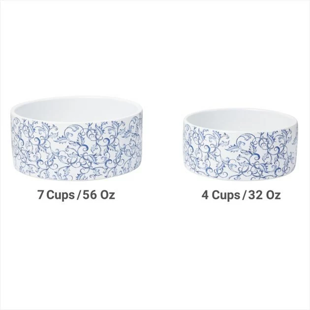 Frisco Blue Garden Non-skid Ceramic Dog Bowl 7 Frisco Blue Garden Non-skid Ceramic Dog Bowl - Image 5