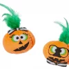 Frisco Halloween Nerdy Jack-o-Lanterns Plush Cat Toy with Catnip, 2 count