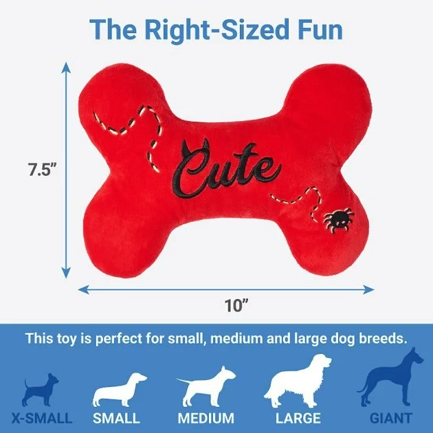 Frisco Wicked Cute Bone Reversible Plush Squeaky Dog Toy 4 Frisco Wicked Cute Bone Reversible Plush Squeaky Dog Toy - Image 2