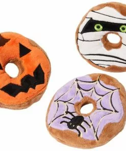 Frisco Halloween Donuts Plush Squeaky Dog Toy, 3 count