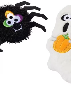 Frisco Halloween Spider & Ghost Plush Squeaky Dog Toy, 2 count
