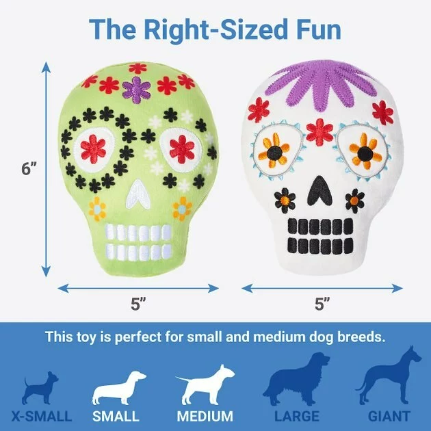 Frisco Sugar Skull Plush Squeaky Dog Toy 4 Frisco Sugar Skull Plush Squeaky Dog Toy - Image 2