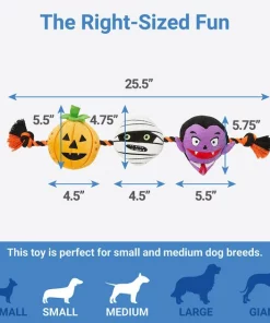 Frisco Halloween Haunted Friends Plush with Rope Squeaky Dog Toy -The Frisco Store 270500 PT1. SY630 V1626284179