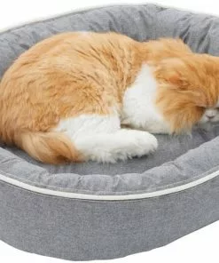 Frisco Chambray Oval Bolster Cat & Dog Bed -The Frisco Store 270921 PT3. SY630 V1626294135