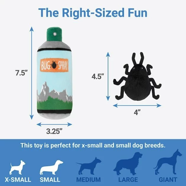 Frisco Camping Bug Spray Plush Squeaky Dog Toy, 3 count 4 Frisco Camping Bug Spray Plush Squeaky Dog Toy, 3 count - Image 2