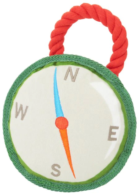Frisco Camping Compass Plush with Rope Squeaky Dog Toy 3 Frisco Camping Compass Plush with Rope Squeaky Dog Toy