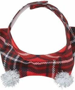 Frisco Red Plaid Guinea Pig Ruffle Collar with Pom Poms, One Size -The Frisco Store 276180 PT4. SY630 V1631303135