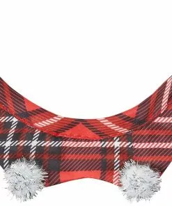 Frisco Red Plaid Guinea Pig Ruffle Collar with Pom Poms, One Size -The Frisco Store 276180 PT5. SY630 V1631303110