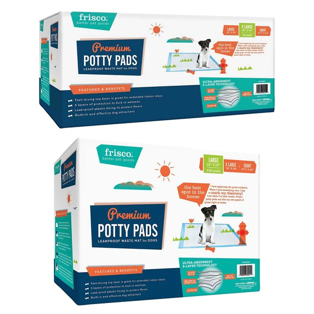 Frisco Training & Potty Pads, 22-in x 23-in, 150 count, Unscented & Frisco Extra Large Training & Potty Pads, 28-in x 34-in, 40 count, Unscented 3 Frisco Training & Potty Pads, 22-in x 23-in, 150 count, Unscented & Frisco Extra Large Training & Potty Pads, 28-in x 34-in, 40 count, Unscented