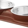 Frisco Double Stainless Steel Dog & Cat Bowl with Silicone Mat