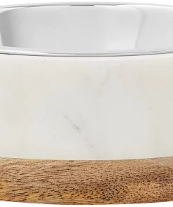 Frisco Marble Design Stainless Steel Dog & Cat Bowl with Wooden Base