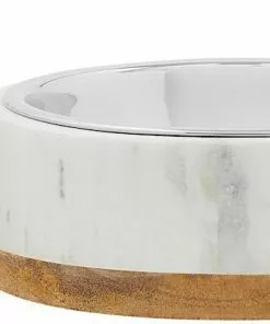 Frisco Marble Design Stainless Steel Dog & Cat Bowl with Wooden Base -The Frisco Store 277554 PT5. SY630 V1627936283