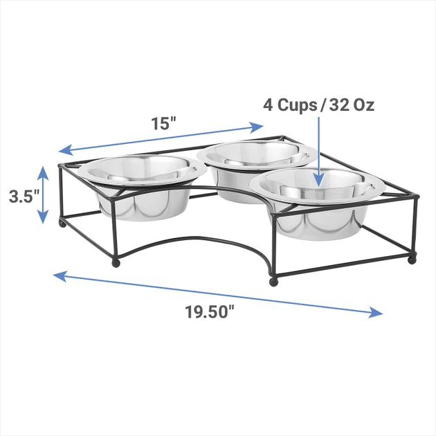 Frisco Straight Triple Corner Feeder Dog & Cat Stainless Steel Bowl 4 Frisco Straight Triple Corner Feeder Dog & Cat Stainless Steel Bowl - Image 2