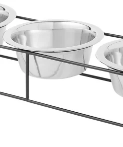 Frisco Straight Triple Feeder Stainless Steel Dog & Cat Bowl