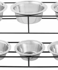 Frisco Straight Triple Feeder Stainless Steel Dog & Cat Bowl -The Frisco Store 277568 PT5. SY630 V1627936036