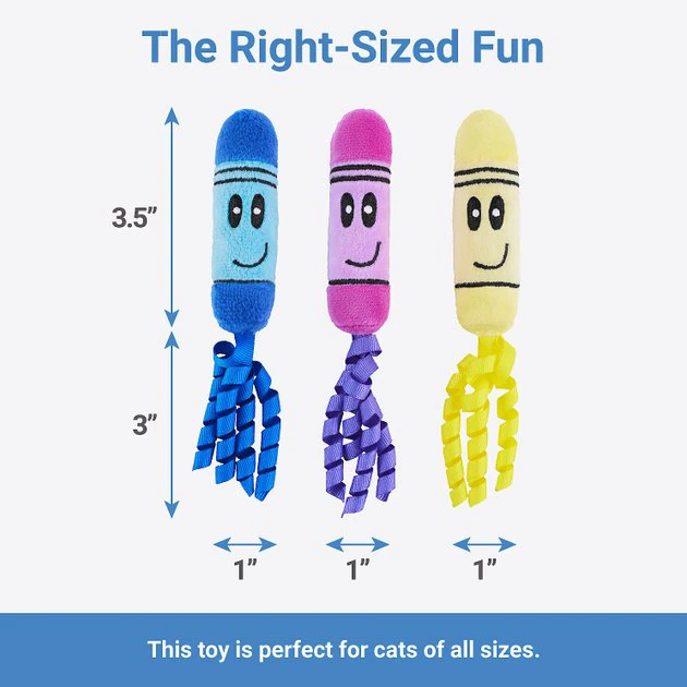 Frisco Crayon Plush Kicker Cat Toy with Catnip 4 Frisco Crayon Plush Kicker Cat Toy with Catnip - Image 2