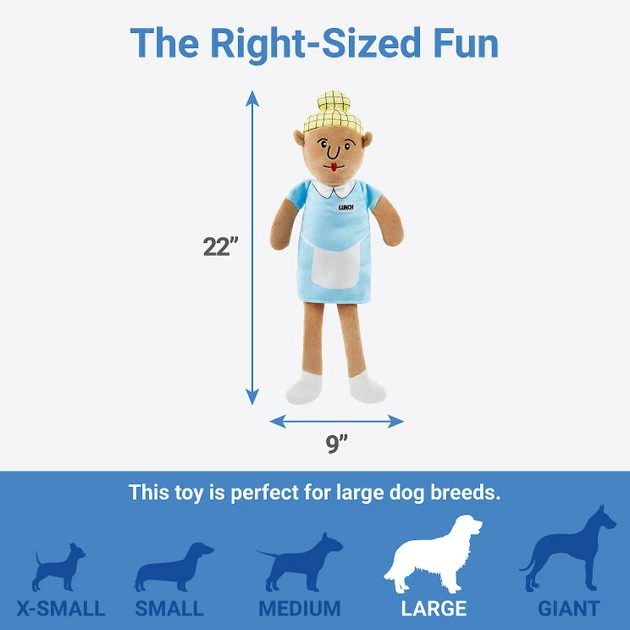 Frisco School Lunch Lady Plush Squeaky Dog Toy 4 Frisco School Lunch Lady Plush Squeaky Dog Toy - Image 2