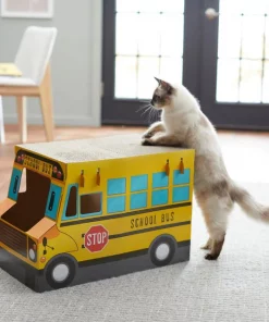 Frisco School Bus Cardboard Cat Toy, 2-Story -The Frisco Store 279835 PT3. SY630 V1628191138
