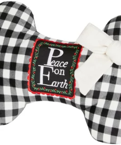 Frisco Holiday "All Is Bright" Reversible Bone Plush Squeaky Dog Toy