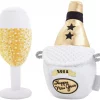 Frisco New Year's Eve Champagne & Flute Plush Squeaky Dog Toy, 2 count