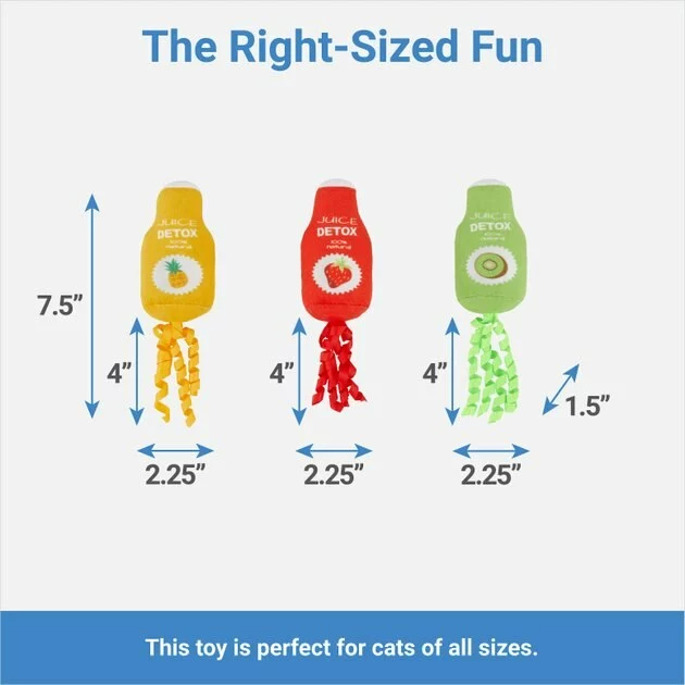 Frisco Juice Cleanse Plush Cat Toy with Catnip, 3 count 4 Frisco Juice Cleanse Plush Cat Toy with Catnip, 3 count - Image 2