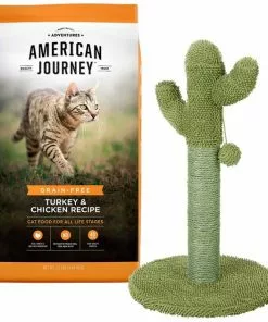 American Journey||Frisco American Journey Turkey & Chicken Recipe Grain-Free Dry Food + Frisco Cactus Cat Scratching Post, 22-in