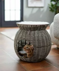 Frisco Round Wicker Cat Condo with Top Perch