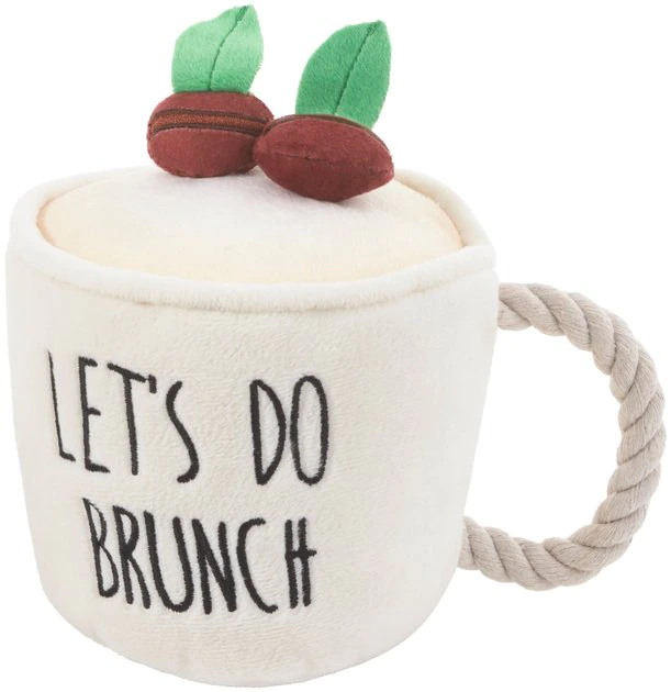 Frisco Brunch Coffee Plush with Rope Squeaky Dog Toy 3 Frisco Brunch Coffee Plush with Rope Squeaky Dog Toy