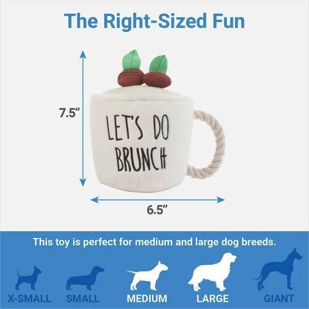 Frisco Brunch Coffee Plush with Rope Squeaky Dog Toy 4 Frisco Brunch Coffee Plush with Rope Squeaky Dog Toy - Image 2