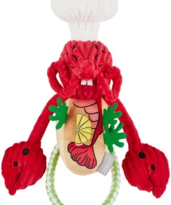 Frisco Brunch Lobster Roll Plush with Rope Squeaky Dog Toy