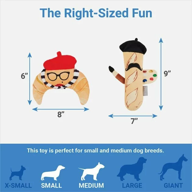 Frisco Brunch French Croissant & Baguette Plush Squeaky Dog Toy, 2 count 4 Frisco Brunch French Croissant & Baguette Plush Squeaky Dog Toy, 2 count - Image 2