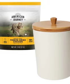 American Journey||Frisco American Journey 100% Chicken Freeze-Dried Grain-Free Cat Treats + Frisco Melamine Dog & Cat Treat Jar with Bamboo Lid, 8 Cups