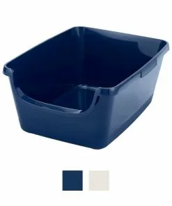 Frisco Modern Round Elevated Cat Bed + Frisco High Sided Cat Litter Box, Navy, Extra Large 24-in -The Frisco Store 297988 PT4. SY630 V1621259851