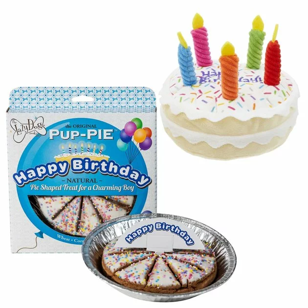 Frisco||The Lazy Dog Cookie Co. Frisco Plush Squeaking Birthday Cake Dog Toy, Small/Medium + The Lazy Dog Cookie Co. Happy Birthday Pup-PIE Dog Treat, Boy 3 Frisco||The Lazy Dog Cookie Co. Frisco Plush Squeaking Birthday Cake Dog Toy, Small/Medium + The Lazy Dog Cookie Co. Happy Birthday Pup-PIE Dog Treat, Boy