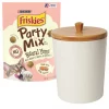 Friskies||Frisco Friskies Party Mix Natural Yums With Real Salmon Cat Treats, 6-oz pouch + Frisco Melamine Dog & Cat Treat Jar with Bamboo Lid, 8 Cups -The Frisco Store 298040 MAIN. SY630 V1623255457