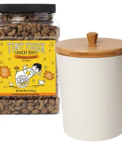 Tiny Tiger||Frisco Tiny Tiger Crunchy Bunch, Chicken Cannonball, Chicken Flavor Cat Treats, 20-oz Jar + Frisco Melamine Dog & Cat Treat Jar with Bamboo Lid, 8 Cups