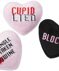 Frisco Anti-Valentine Hearts Plush Squeaky Dog Toy, 3 count