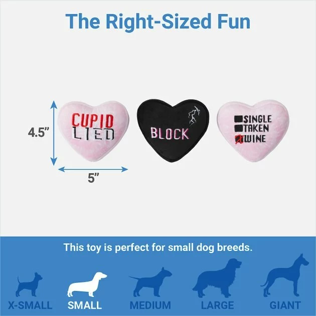 Frisco Anti-Valentine Hearts Plush Squeaky Dog Toy, 3 count 4 Frisco Anti-Valentine Hearts Plush Squeaky Dog Toy, 3 count - Image 2