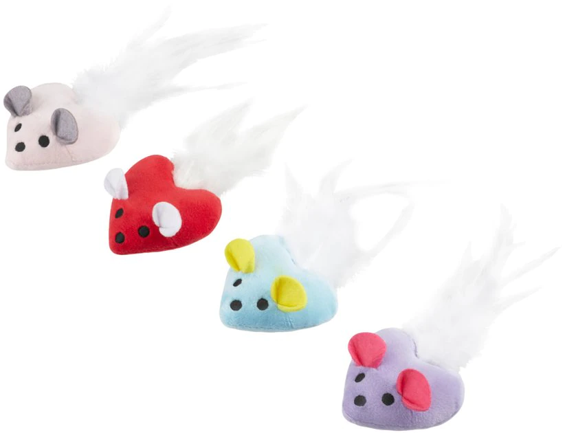 Frisco Heart Mice Plush Cat Toy with Catnip, Medium, 4 count 3 Frisco Heart Mice Plush Cat Toy with Catnip, Medium, 4 count