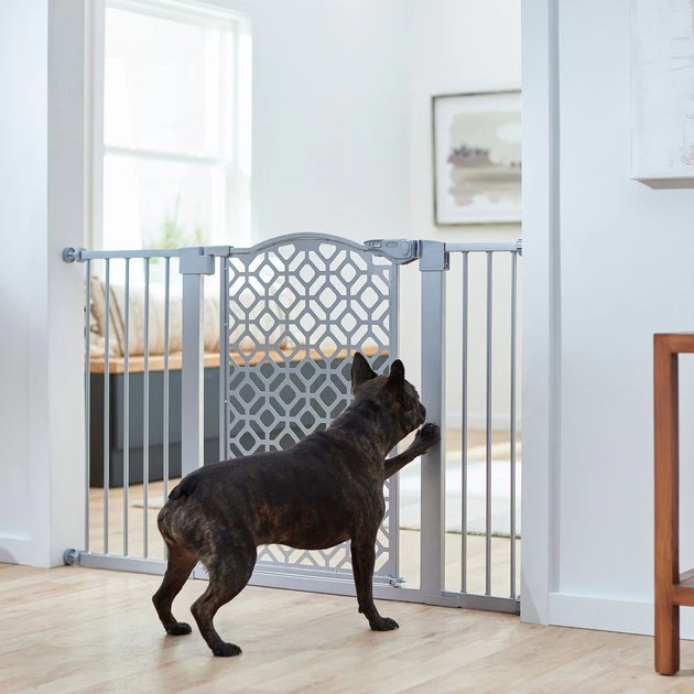 Frisco Metal Geometric Pattern Extra Wide Auto-close Dog Gate 3 Frisco Metal Geometric Pattern Extra Wide Auto-close Dog Gate