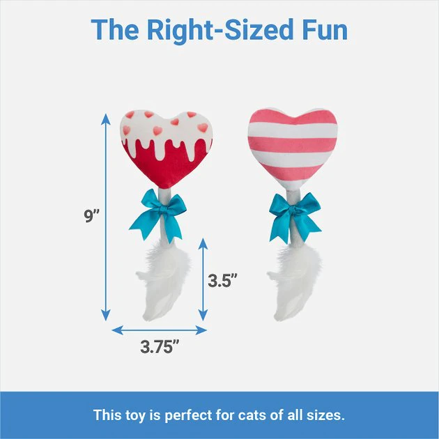 Frisco Heart Lollipops Plush Cat Toy with Catnip, 2 count 4 Frisco Heart Lollipops Plush Cat Toy with Catnip, 2 count - Image 2